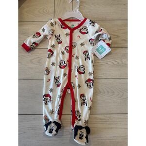 Disney Baby Christmas‎ Mickey Mouse Footed Pajamas Holiday 0-3M